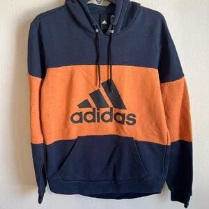 Adidas Men's Navy and Orange Athletic Hoodie Size S